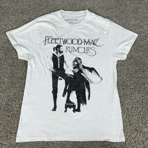 Fleetwood Mac Shirt Womens Small White Black Rumors Short Sleeve Music